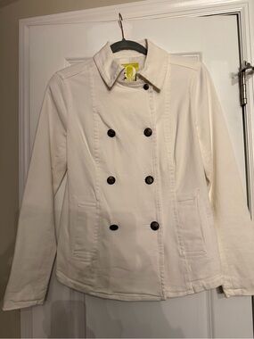 QMack White Double-Breasted Pea Coat